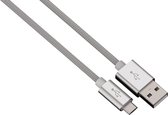 Hama Alunylon synchrokabel micro-USB-USB 0.5m zilver