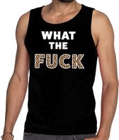 What the Fuck tijgerprint tanktop / mouwloos shirt zwart heren L