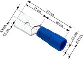 Kabelschoen Vlakstekker 100 stuks - Plat Blauw - Insteekbreedte 6.4 mm Insteekdikte 0.8 mm