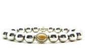 Beaddhism - Armband - Hematiet (RVS Steel colored) - Sun - Sterling Zilver 10 mm - 22 cm