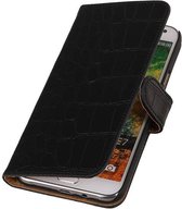 Samsung Galaxy E5 - Crocodile Design Zwart - Book Case Wallet Cover Hoesje