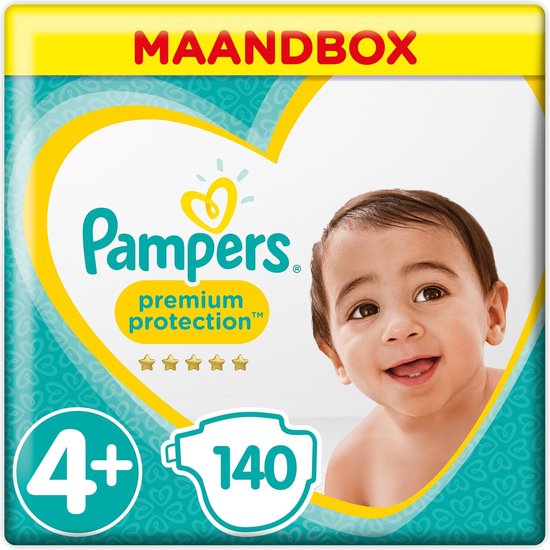 Pampers Premium Protection - Maat 4+ (Maxi+) 10-15 kg - Maandbox 140 Stuks  - Luiers | bol.com