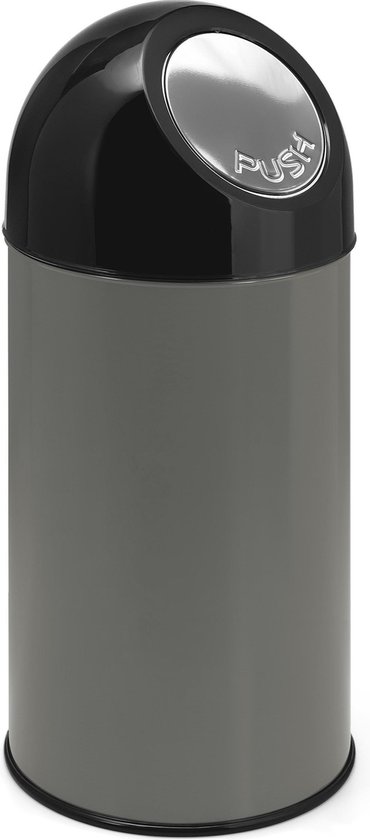 V-Part Pushbin Prullenbak - Met Binnenemmer - 40 l - Grijs/Zwart