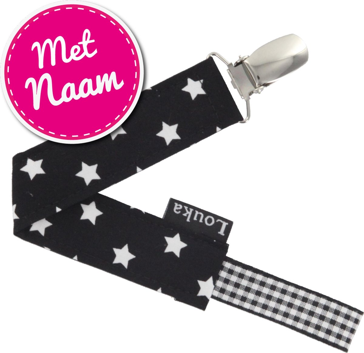 Goedkoopste Louka speenkoord met naam zwart met witte ster