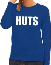 HUTS tekst sweater blauw voor dames 2XL