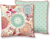 Gevuld kussen HIP Polyester nr.6331 - Multi - 1-48x48cm - Bloemen Maat: 1-48x48cm