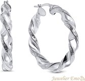 Juwelier Emo – Wokkel oorbellen met Meandros bewerking - Zilveren oorbellen dames – 42 MM