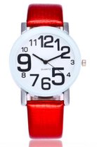 Hidzo Horloge Susenstone ø 37 mm - Rood - Kunstleer