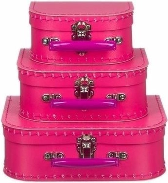 Speelgoed koffertje fuchsia roze 20 cm