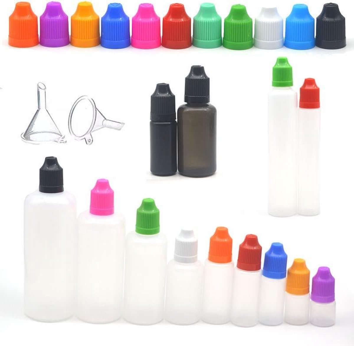 10 Stuks 30ml Plastic Flesjes voor Vloeistof Hobby of Knutselen |  Multicolor Dop | bol.com
