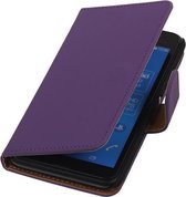 Sony Xperia E4g - Effen Paars Hoesje - Book Case Wallet Cover Hoes