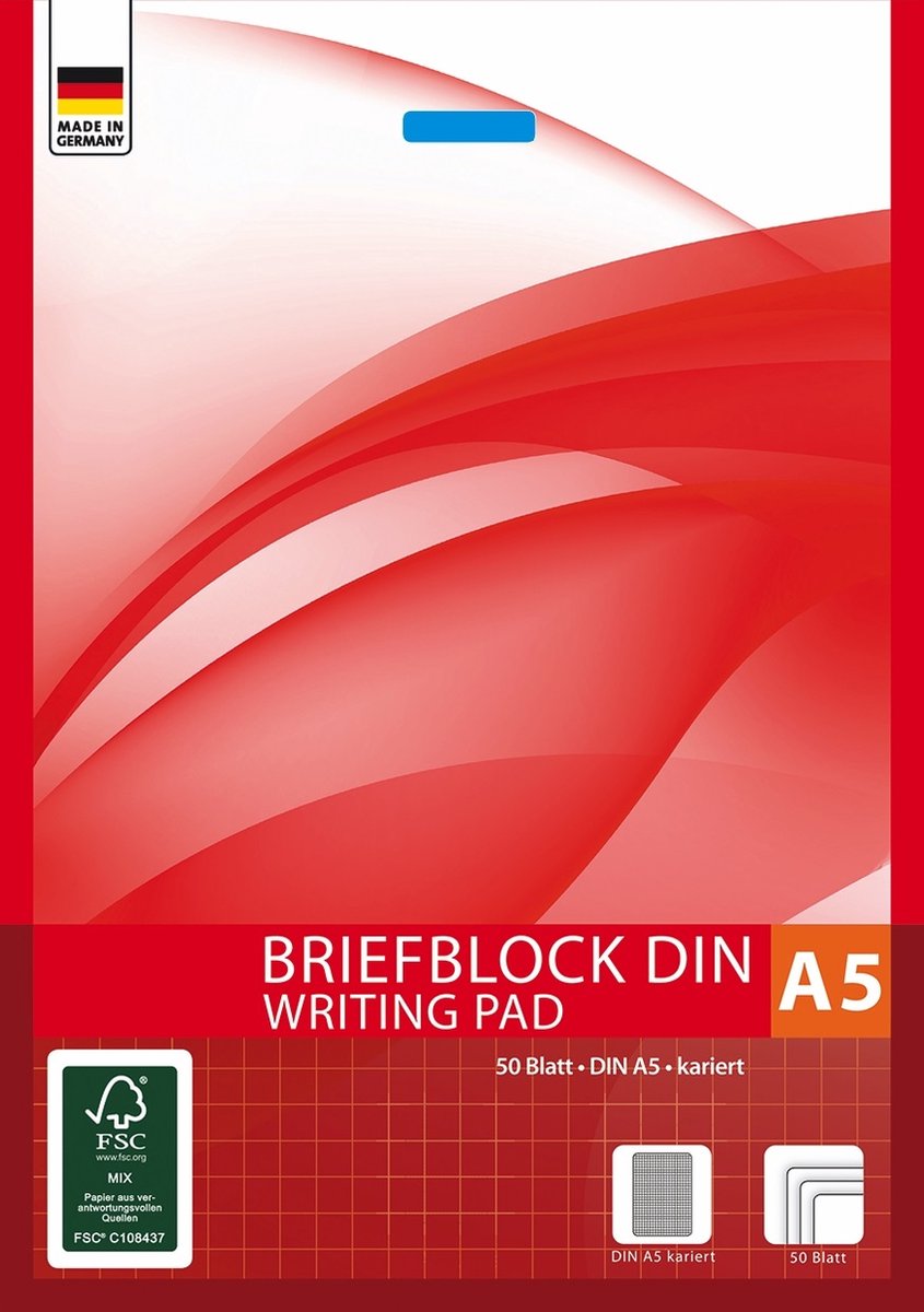 Schrijfblok A5 geruit