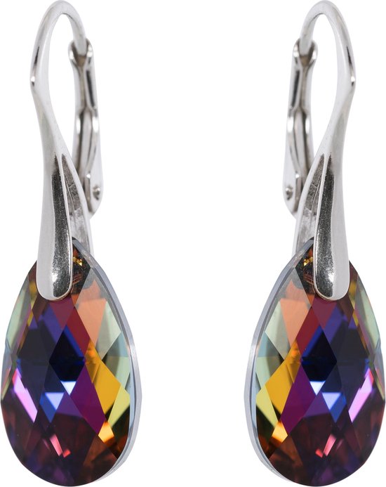 Boucles d' Boucles d'oreilles avec Swarovski Crystal Drop Vulcano - Argent  925 - 16MM | bol.com