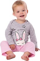 Amantes baby Pyjama grijs melange/roze - Konijn - maat 86/92