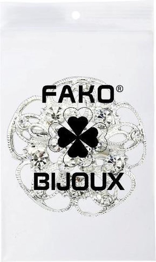 Fako Bijoux® - Broche - Bloem Open - Kristal - 31x31mm - Zilverkleurig - Fako Bijoux®