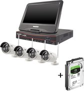 YubiX CCTV camerasysteem Draadloos met 4 camera's 10.1" monitor + 2000GB harde schijf