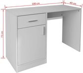 Bureau met lade en kastje 100x40x73 cm wit (incl. vloerviltjes)