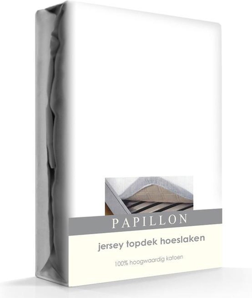 Papillon Jersey Topdek Hoeslaken - Litsjumeaux - 180x220 cm - Wit