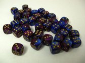 Chessex dobbelstenen set, 36 6-zijdig 12 mm, Gemini blue-purple w/gold