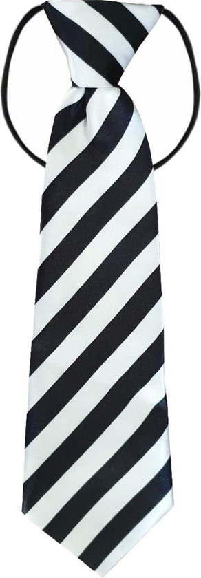 Fako Fashion® - Cravate pour enfants - Imprimé - Élastique - Rayé noir / blanc
