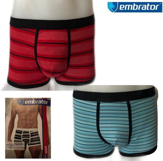 Embrator 2-pack Boxer Stripe rood/licht blauw maat XXL