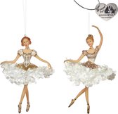 Goodwill Kerstbal-Ballerina Tule Tutu Kant-Parelmoer Wit-Goud  D 16.5 cm  LET OP  prijs is per stuk