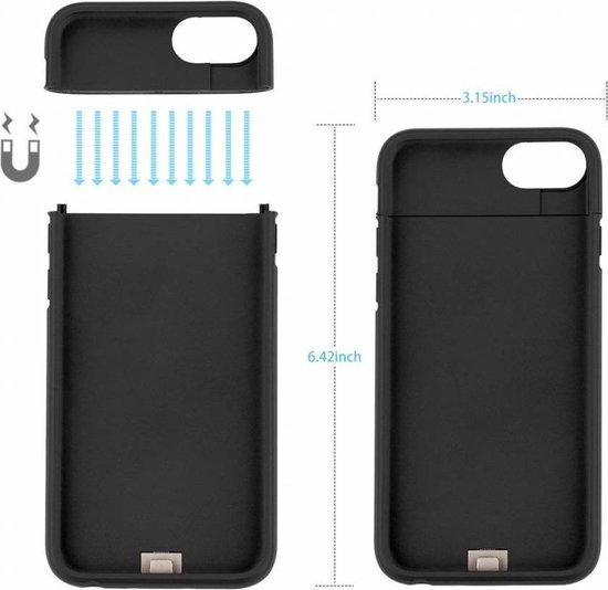 bol.com | Zwart Ingebouwd Batterij Powerbank Stand PVC hardcase case  Telefoonhoesje voor Apple...