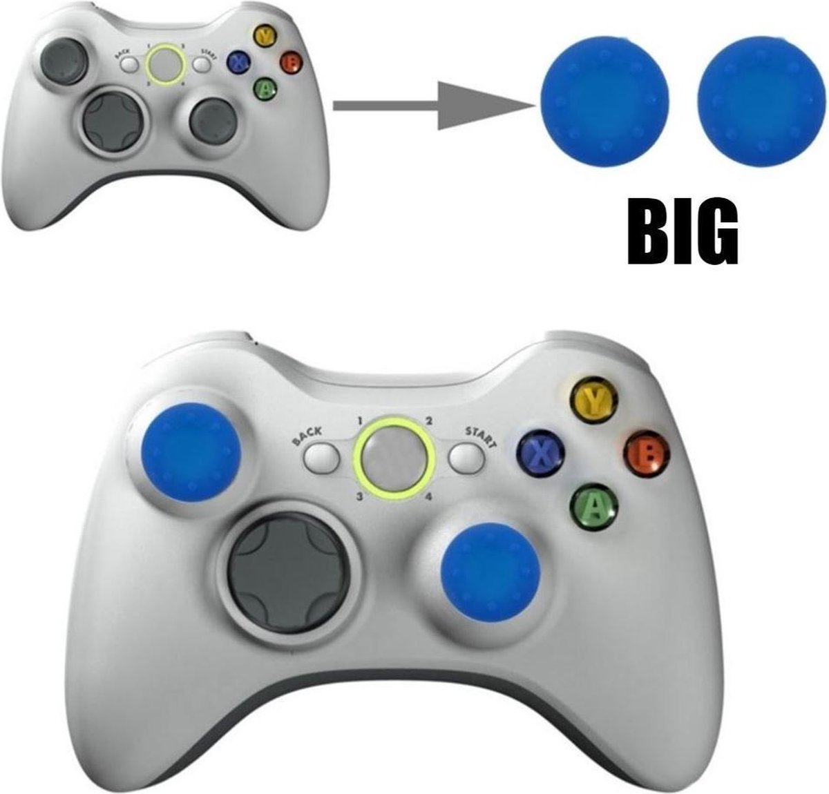 Thumb grips - Controller Thumbgrips - Joystick Cap - Thumbsticks - Thumb Grip Cap geschikt voor PS5, PS4, Switch Pro, Steamdeck en Xbox X/S - 2 stuks Groot 8 dots extra grip Blauw