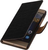Huawei G8 - Croco Booktype Wallet Hoesje Zwart