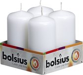 4 stuks Stompkaarsen 4 wit met tray 100 x 50 mm Bolsius