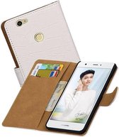 Croco Bookstyle Wallet Case Hoesjes Geschikt voor Huawei Nova Wit