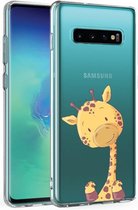 Siliconen cover telefoonhoesje Samsung Galaxy S10 transparant - Girafje