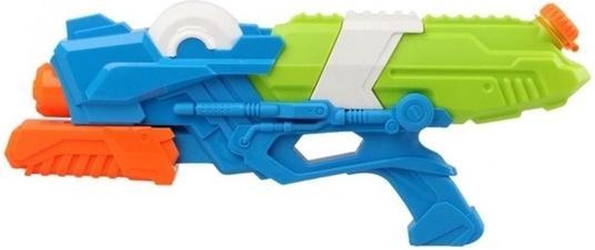 Waterpistool met pomp blauw/groen 41 cm - Speelgoed waterpistolen / watergeweren - Waterguns