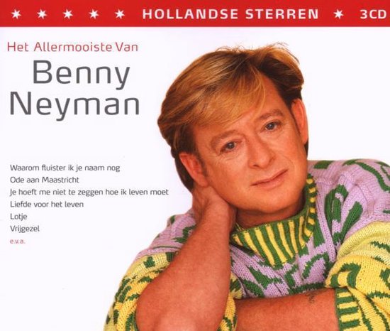 Albumhoes met Benny Neyman in een gekleurde, gebreide trui. Tekst 'Het Allermooiste Van Benny Neyman'.