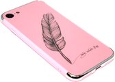 Roze veren hoesje deluxe Geschikt voor iPhone SE (2022/ 2020)/ 8/ 7