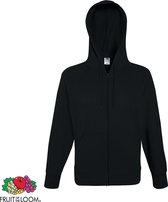 Fruit of the Loom hoodie vest met rits lichtgewicht maat XL (zwart)