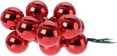 10x Mini glazen kerstballen kerststekers/instekertjes rood 2 cm - Rode kerststukjes kerstversieringen glas
