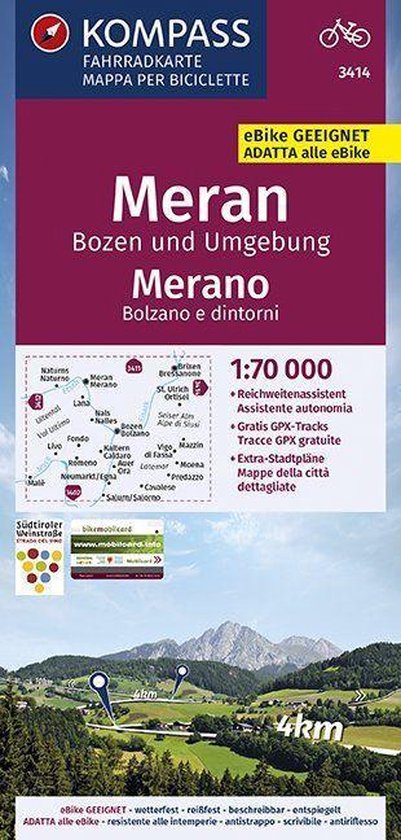 KOMPASS Fahrradkarte Meran, Bozen und Umgebung, Merano, Bolz ... - cover