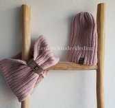 Sportmuts met sjaal - Beanie - Vintage roze: De Winter Favoriet! - Voor kinderen vanaf 3 tot ongeveer 9 jaar.