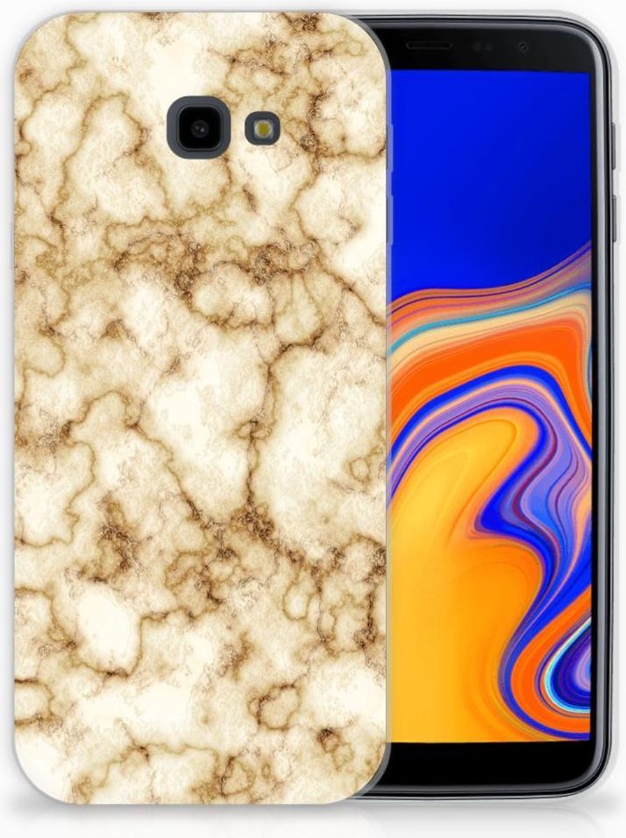 Samsung Galaxy J4 Plus (2018) TPU Siliconen Hoesje Marmer Goud