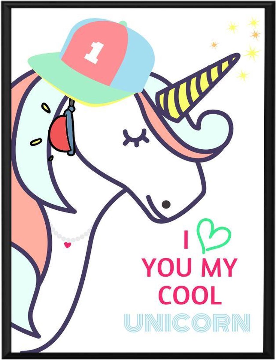 Mystery Souk Poster - Foto Met Een Unicorn Eenhoorn Inbegrepen - 30 X 21 Cm - Zwart