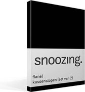 Snoozing - Flanelle - Taies d'oreiller - Lot de 2 - 60x70 cm - Noir