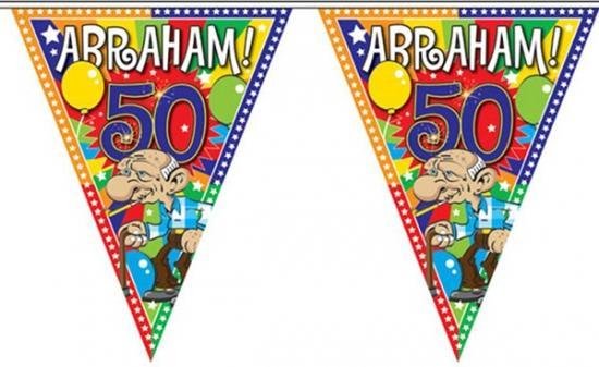 Leeftijd versiering vlaggenlijn / vlaggetjes / slinger Abraham 50 jaar geworden | bol.com