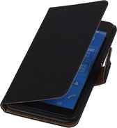 Sony Xperia E4g - Effen Zwart Hoesje - Book Case Wallet Cover Hoes