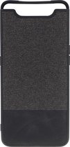 Shop4 - Samsung Galaxy A80 Hoesje - Zachte Back Case Denim en Leer Zwart