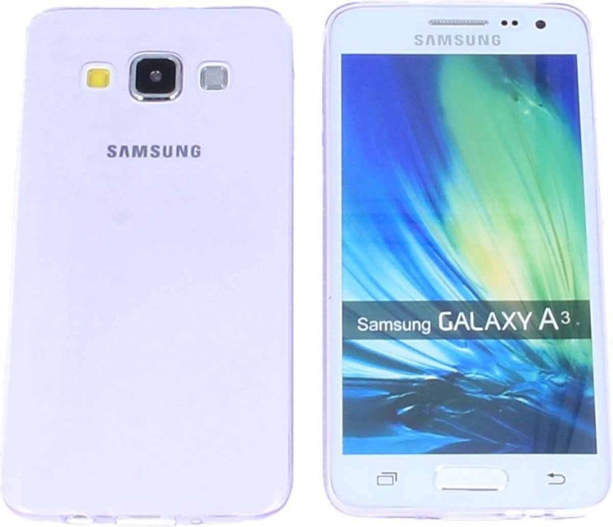 Samsung Galaxy A3 2016 (A310), 0.35mm Ultra Thin Matte Soft Back Skin Case Transparant Paars Purple