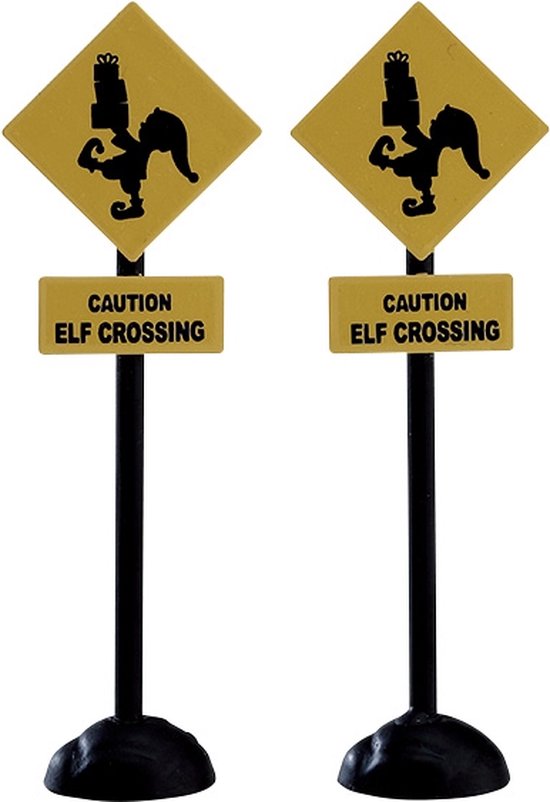 Lemax - Elf Crossing Sign, Set Of 2 uit de 2017 Collectie