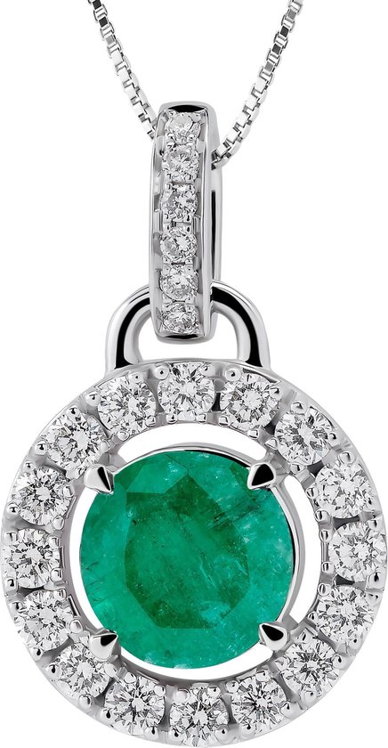 Orphelia HD-4213/EM - Hanger - Goud 18 kt - Diamant 0.31 ct / Smaragd 0.93 ct - 1.8 cm