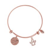 CO88 Collection Celestial 8CB 60008 Stalen Armband met Hangers - Faith en Zirkonia Engel - One-size - Rosékleurig