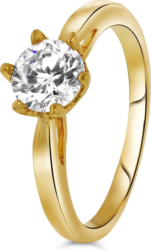 - Eve - Goldplated ring solitair zirkonia